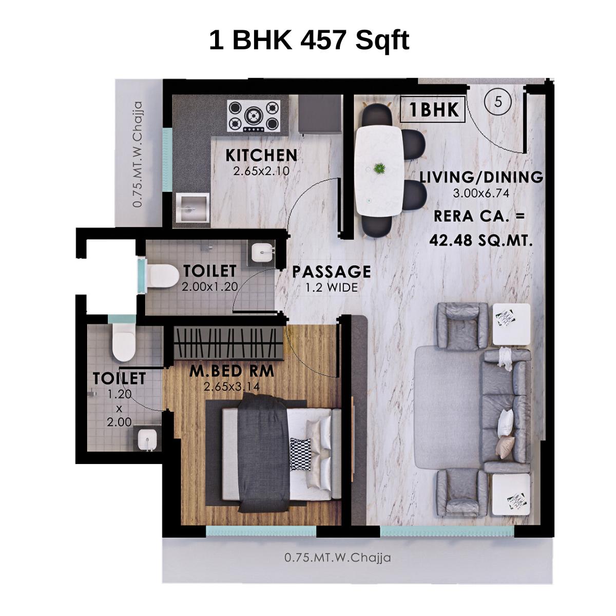 Nandivardhan-Fortuna-Blue-Floor-Plan-1-BHK-457-Sqft